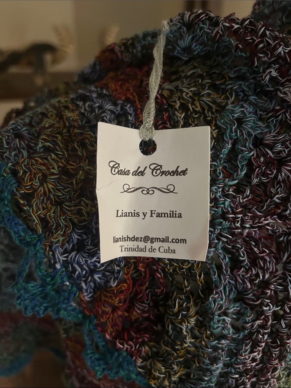 Multicolor Open-Knit Crochet Lightweight Shawl Wrap - Picture 2 of 3